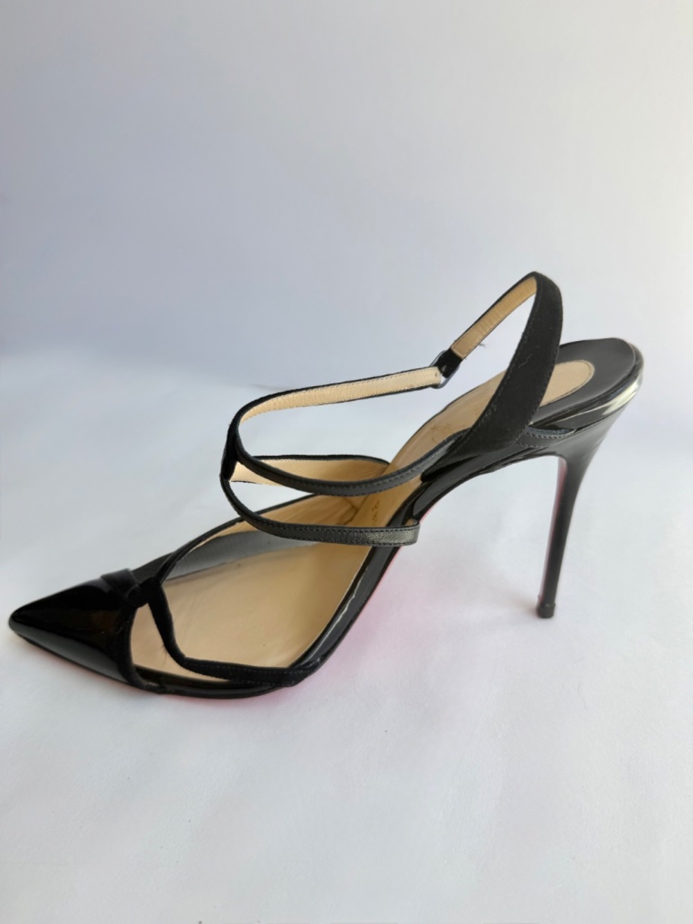 Christian Louboutin Mesh Patent Leather Heels Size 6 Black - Picture 8 of 8